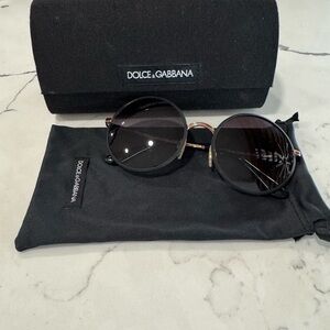 Dolce & Gabbana Black and Gold Round Sunglasses